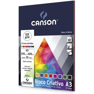 BLOCO CRIATIVO A3 32FOLHAS 8CORES 120G 7161 CANSON-BL